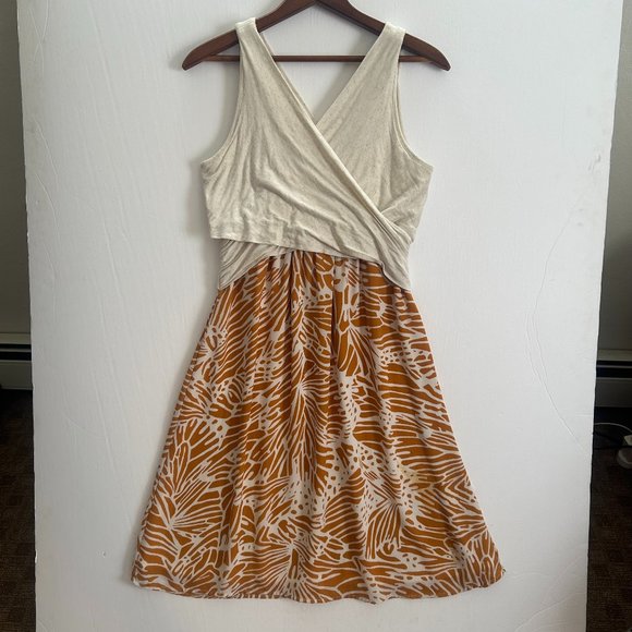 Amadi Dresses & Skirts - Anthropologie AMADi Lola Dress Sleeveless Wrap Front Orange Cream Size Medium